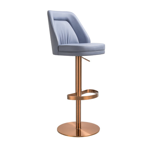 Maven Lavender Mist Performance Vegan Leather and Rose Gold Adjustable Swivel Stool Model: TOV-D68828