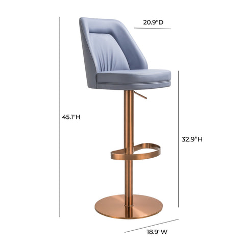 Maven Lavender Mist Performance Vegan Leather and Rose Gold Adjustable Swivel Stool Model: TOV-D68828