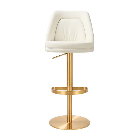 Maven Cream Performance Vegan Leather and Gold Adjustable Swivel Stool Model: TOV-D68829