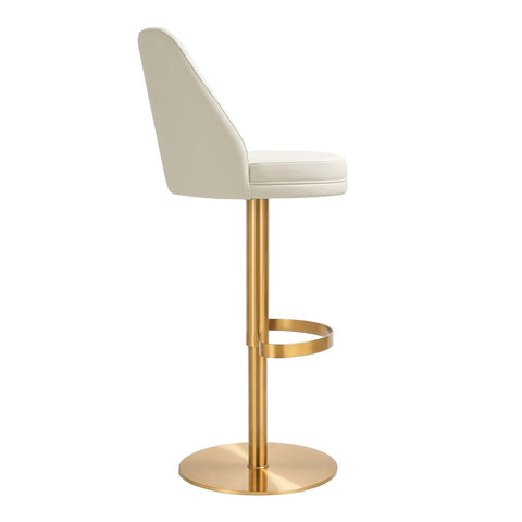 Maven Cream Performance Vegan Leather and Gold Adjustable Swivel Stool Model: TOV-D68829