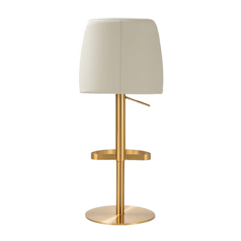Maven Cream Performance Vegan Leather and Gold Adjustable Swivel Stool Model: TOV-D68829