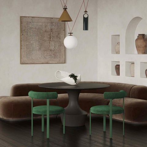 Margaret Forest Green Performance Chenille Bolster Back Dining Chair Model: TOV-D68910