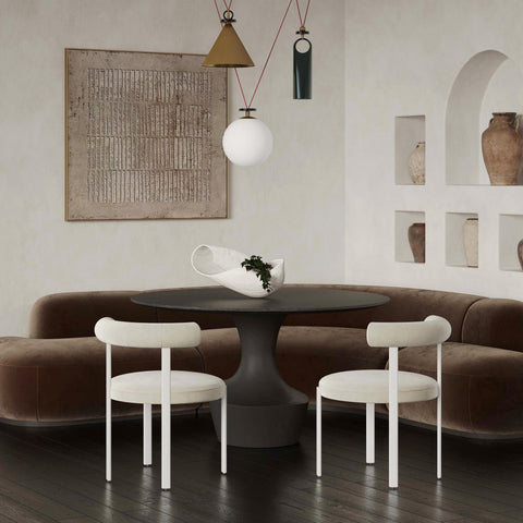 Margaret Cream Performance Chenille Bolster Back Dining Chair Model: TOV-D68911