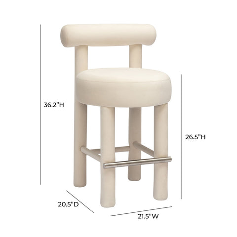 Carmel Cream Velvet Counter Stool Model: TOV-D68981