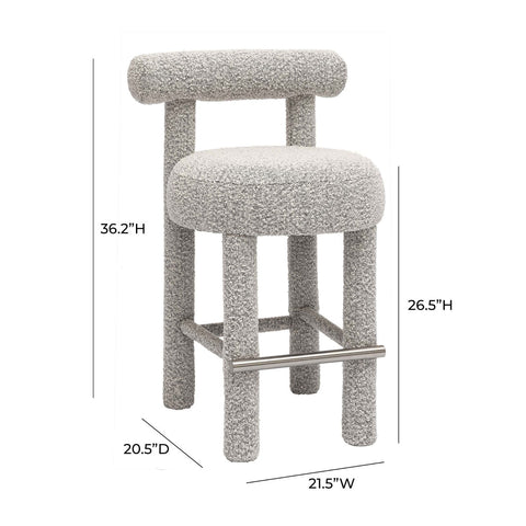 Carmel Black & White Performance Boucle Counter Stool Model: TOV-D68982