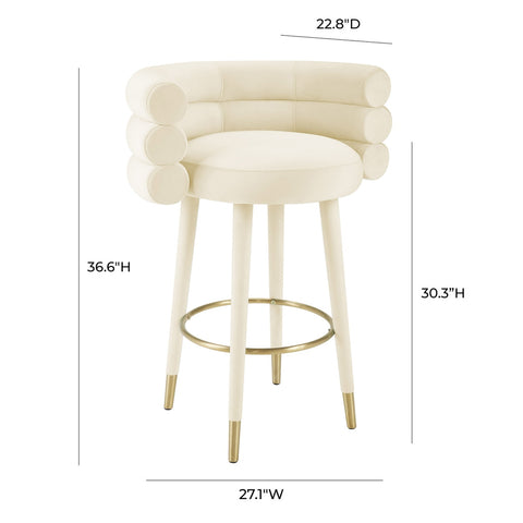 Betty Cream Velvet Barstool Model: TOV-D69022