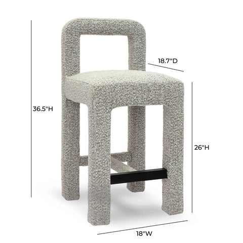 Hazel Grey Boucle Counter Stool Model: TOV-D69042