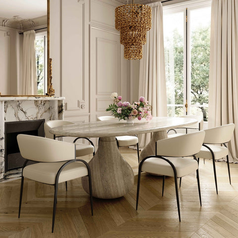 Tatum Cream Performance Vegan Leather Dining Chair Model: TOV-D69051