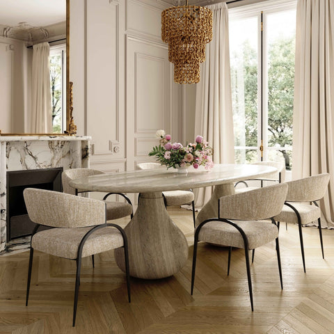 Tatum Taupe Textured Performance Boucle Dining Chair Model: TOV-D69053