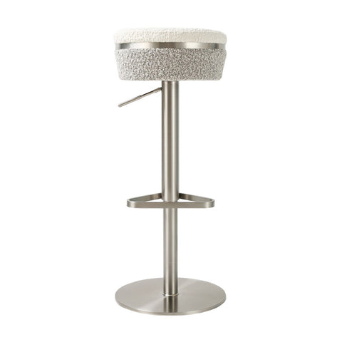 Astro White and Grey Boucle Adjustable Stool Model: TOV-D69064