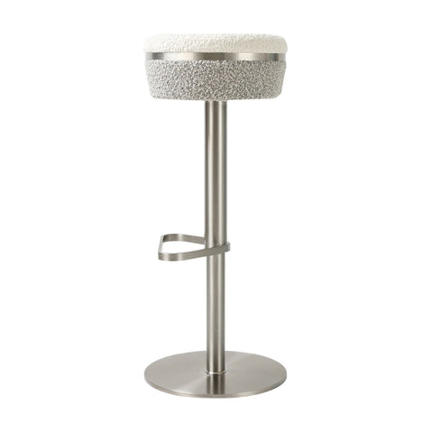 Astro White and Grey Boucle Adjustable Stool Model: TOV-D69064