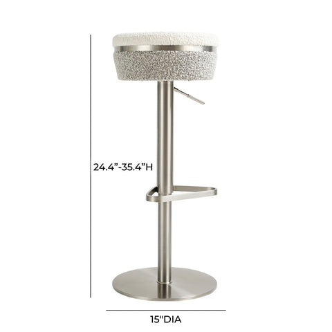 Astro White and Grey Boucle Adjustable Stool Model: TOV-D69064