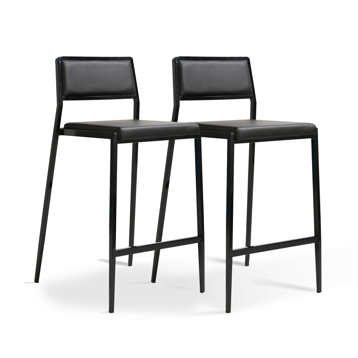 Gale Black Performance Vegan Leather Stackable Stool - Set of 2 Model: TOV-D69067