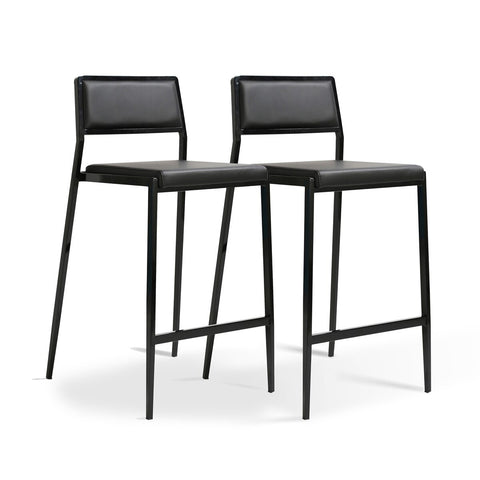 Gale Black Performance Vegan Leather Stackable Stool - Set of 2 Model: TOV-D69067