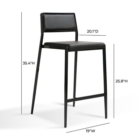 Gale Black Performance Vegan Leather Stackable Stool - Set of 2 Model: TOV-D69067