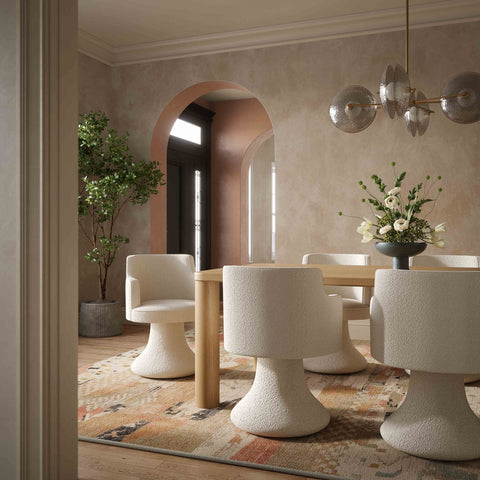 Jeffree Cream Performance Boucle Swivel Dining Chair Model: TOV-D69124