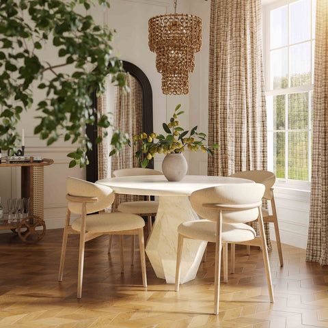 Zinea Cream Performance Textured Velvet Dining Chair Model: TOV-D69160