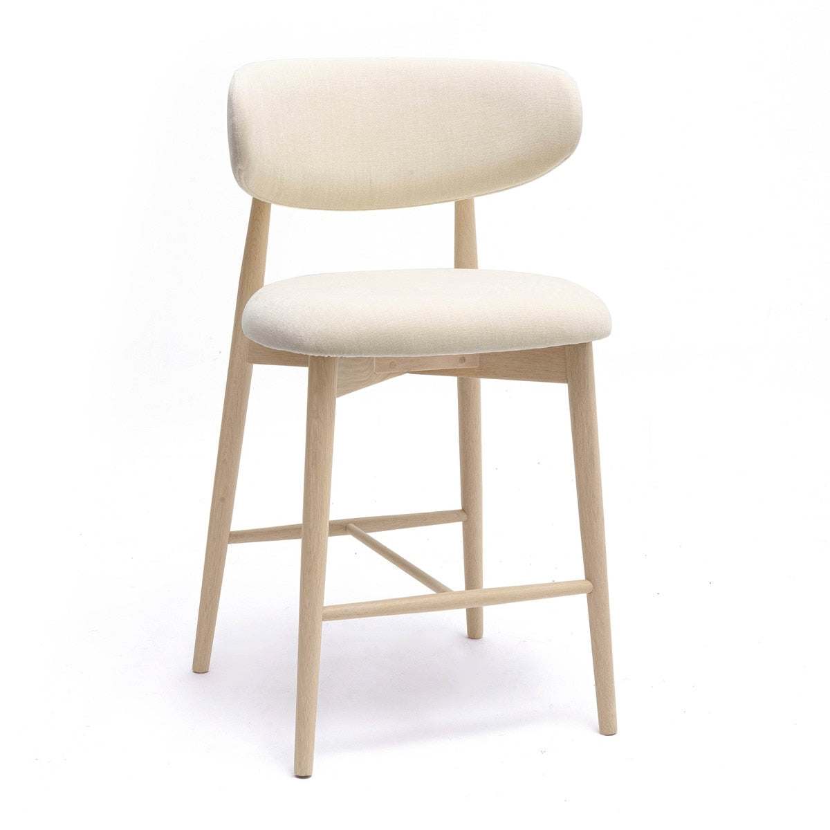 Zinea Cream Performance Textured Velvet Counter Stool Model: TOV-D69162