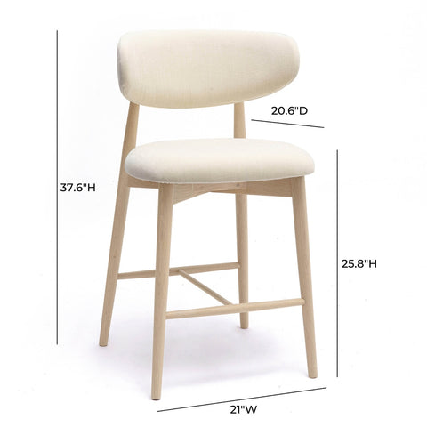 Zinea Cream Performance Textured Velvet Counter Stool Model: TOV-D69162