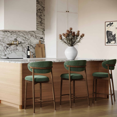 Zinea Forest Green Performance Textured Velvet Counter Stool Model: TOV-D69163