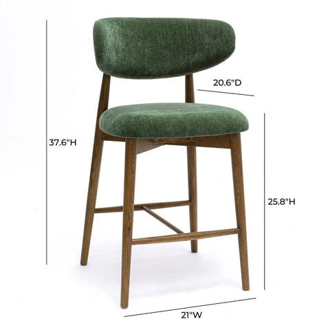 Zinea Forest Green Performance Textured Velvet Counter Stool Model: TOV-D69163
