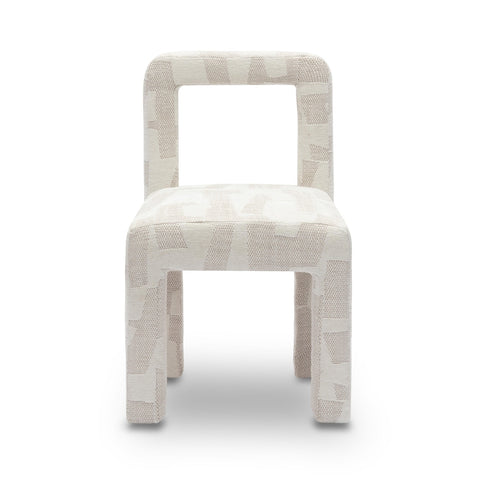 Hazel Cream Patterned Jacquard Dining Chair Model: TOV-D69221