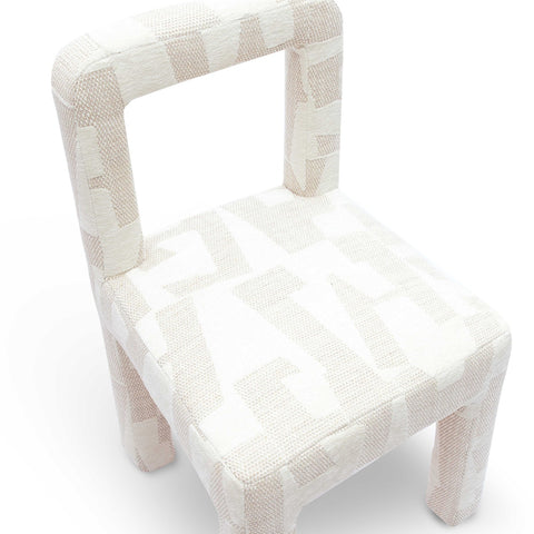 Hazel Cream Patterned Jacquard Dining Chair Model: TOV-D69221