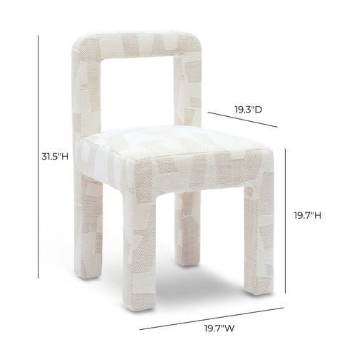 Hazel Cream Patterned Jacquard Dining Chair Model: TOV-D69221