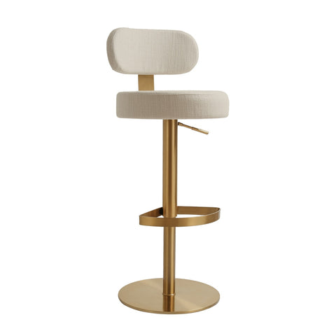Primrose Cream Textured Performance Fabric Adjustable Stool Model: TOV-D69225