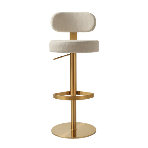 Primrose Cream Textured Performance Fabric Adjustable Stool Model: TOV-D69225