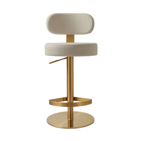 Primrose Cream Textured Performance Fabric Adjustable Stool Model: TOV-D69225