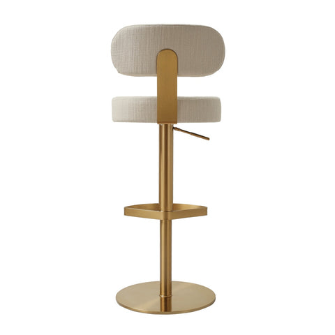 Primrose Cream Textured Performance Fabric Adjustable Stool Model: TOV-D69225