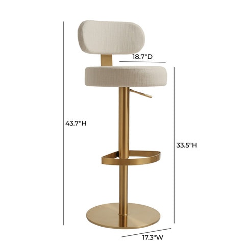Primrose Cream Textured Performance Fabric Adjustable Stool Model: TOV-D69225