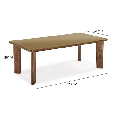 Oani Walnut and Glass 83" Rectangular Dining Table Model: TOV-D69236