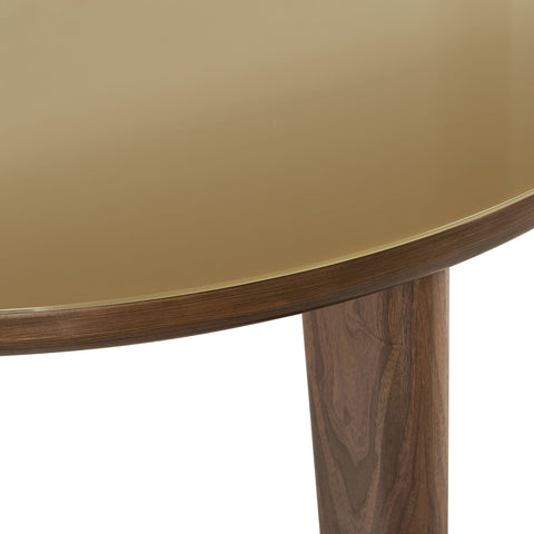 Oani Walnut and Glass 51" Round Dining Table Model: TOV-D69237