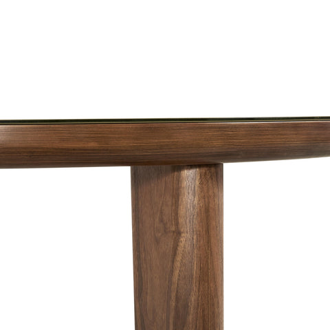 Oani Walnut and Glass 51" Round Dining Table Model: TOV-D69237