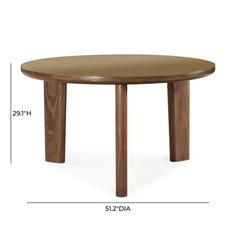 Oani Walnut and Glass 51" Round Dining Table Model: TOV-D69237