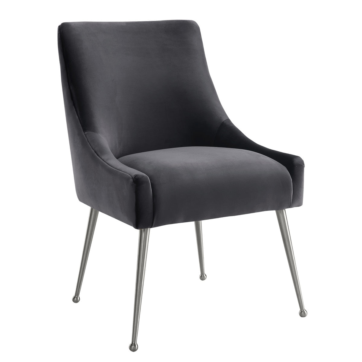 Beatrix Grey Velvet Side Chair - Silver Legs Model: TOV-D7235