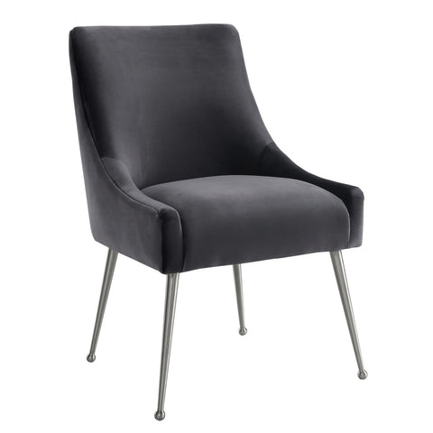 Beatrix Grey Velvet Side Chair - Silver Legs Model: TOV-D7235