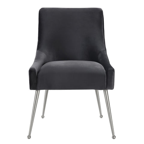 Beatrix Grey Velvet Side Chair - Silver Legs Model: TOV-D7235
