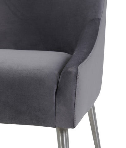 Beatrix Grey Velvet Side Chair - Silver Legs Model: TOV-D7235