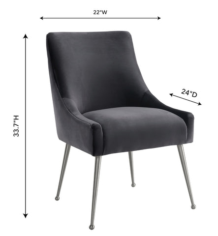 Beatrix Grey Velvet Side Chair - Silver Legs Model: TOV-D7235
