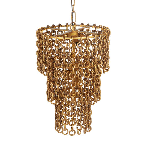 Nirsa Brass Chain Link 3-Tier Chandelier Model: TOV-G18452