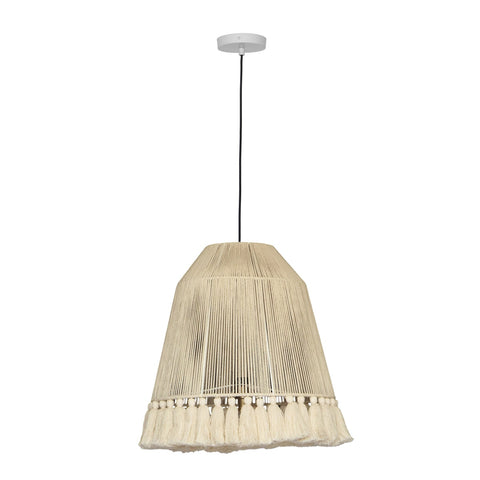 Helen White Cotton Tasseled Pendant Lamp Model: TOV-G18454