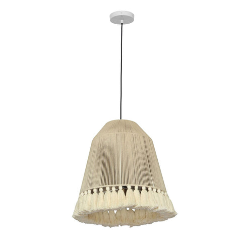Helen White Cotton Tasseled Pendant Lamp Model: TOV-G18454