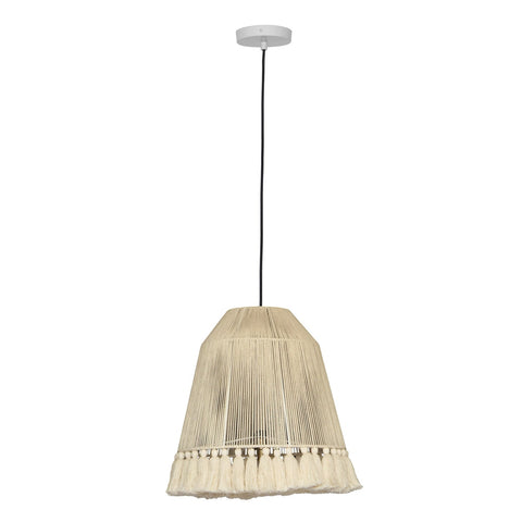 Helen Large White Cotton Tasseled Pendant Lamp Model: TOV-G18455