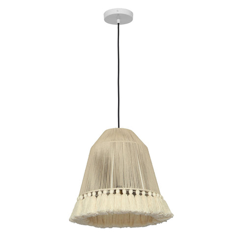 Helen Large White Cotton Tasseled Pendant Lamp Model: TOV-G18455