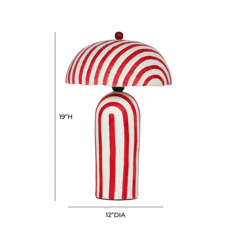 Maiori Red Striped Papier Mache Table Lamp Model: TOV-G18571