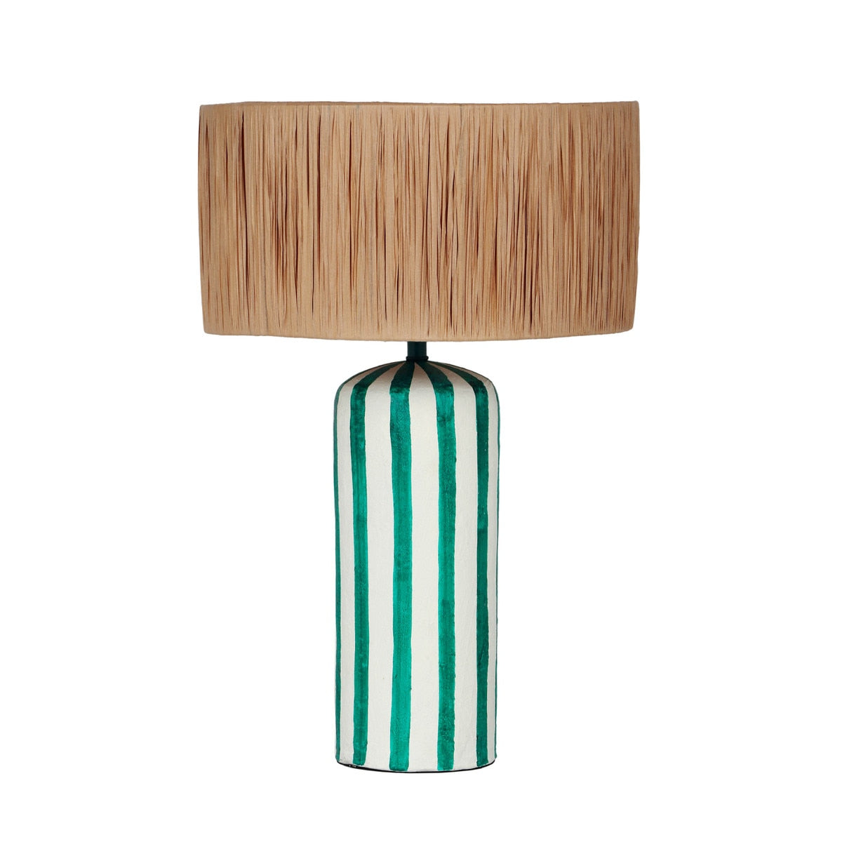 Ravello Green Striped Papier Mache Table Lamp Model: TOV-G18574