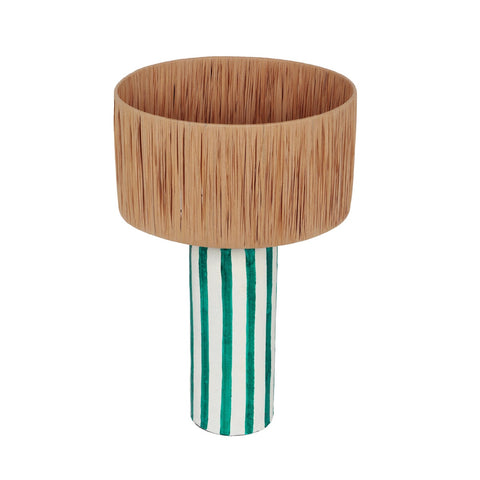 Ravello Green Striped Papier Mache Table Lamp Model: TOV-G18574